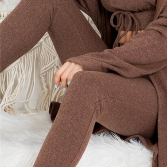 3 piece set BROWN TOP, CARDIGAN, & LEGGINGS SET - Picture 4 of 4